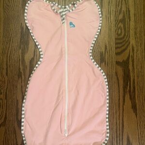 Love to Dream Pink Sleep Sack Swaddle with Striped Trim